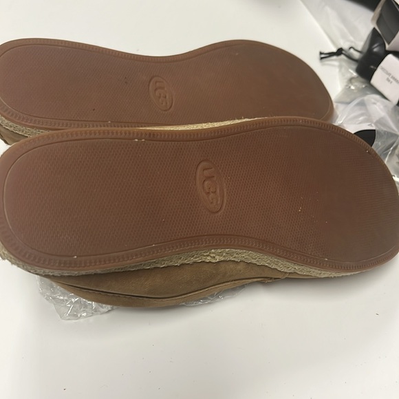 UGG Tan Suede Loafers with Woven Accent - Picture 4 of 4